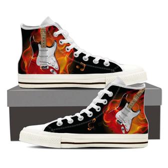 Guitar Fire High Top Shoes - Monsterry