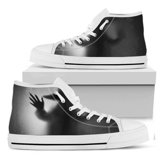 Halloween Horror Witch Print White High Top Shoes - Monsterry
