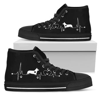 Heartbeat Corgi Dog Sneakers High Top Shoes - Monsterry AU