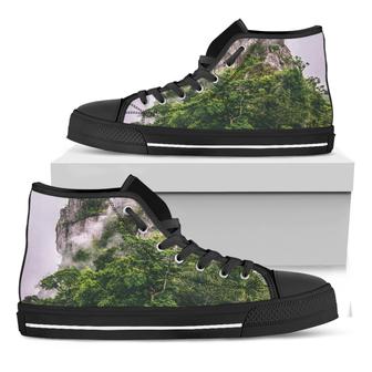 High Mountain Print Black High Top Shoes - Monsterry UK