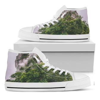 High Mountain Print White High Top Shoes - Monsterry