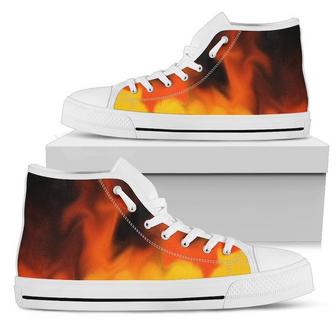 High Top Sneakers - Fire (White) | Custom High Top Shoes, Patterned High Top Sneakers, Unisex Shoes, - Monsterry AU