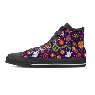 Hippie Floral Men's High Top Shoes - Monsterry AU