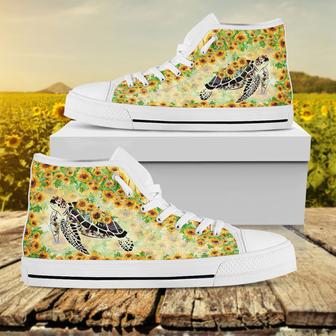HIPPIE SEA TURTLES HIGH TOP SHOES - Monsterry AU