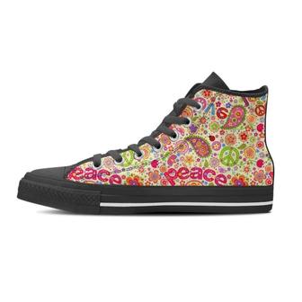 Hippie White Peace Women's High Top Shoes - Monsterry CA