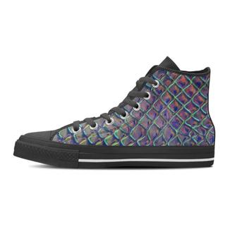 Holographic Snakeskin Print Men's High Top Shoes - Monsterry AU