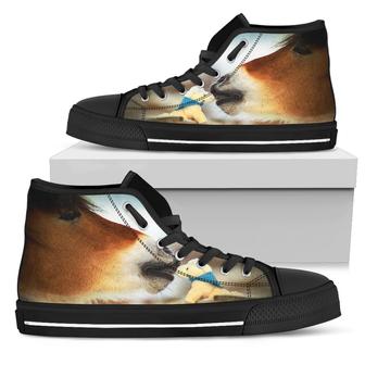 Horse Kissing Softed Bear High Top Shoes - Monsterry UK