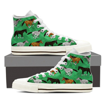 Horse Lovers Pattern High Top Shoes Sneakers - Monsterry