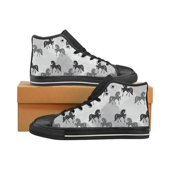 Horse Pattern Men's High Top Shoes Black - Monsterry