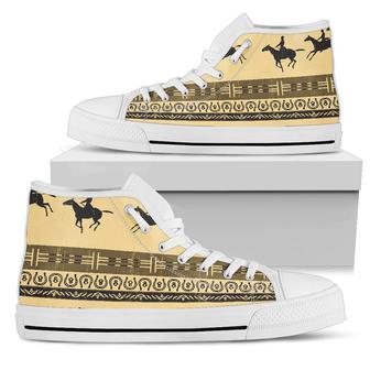Horse Pattern Prnt Men High Top Shoes - Monsterry