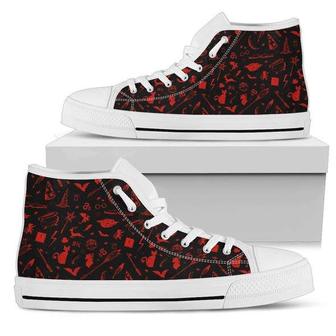 Hp Red & Black Icons High Top Shoes - Monsterry AU