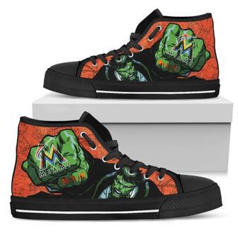 Hulk Punch Miami Marlins High Top Shoes | Favorety