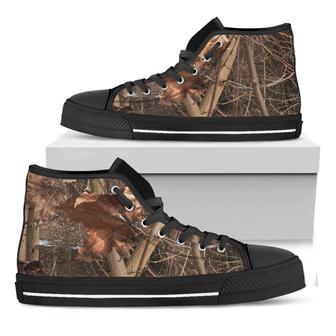 Hunting Camo Pattern Print Black High Top Shoes - Monsterry CA