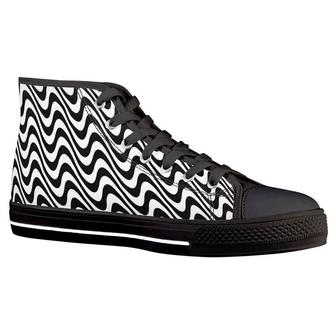 Hypnotize Swirl Black High Top Canvas Shoes Riddim Made Festival Sneakers, Edm Rave Shoes, Streetwear, - Monsterry UK