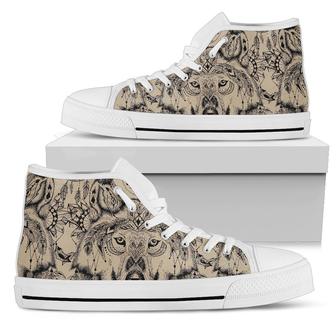 Indian Boho Wolf Men High Top Shoes - Monsterry UK