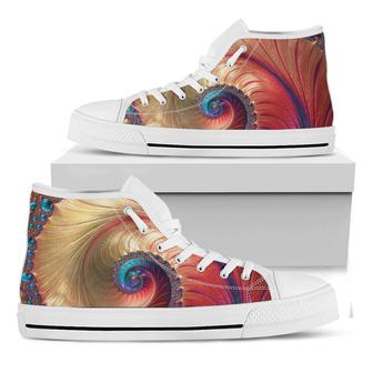 Infinite Fractal Print White High Top Shoes - Monsterry AU
