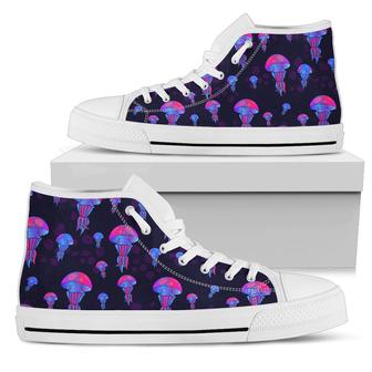 Jellyfish Neon Print Women High Top Shoes - Monsterry AU