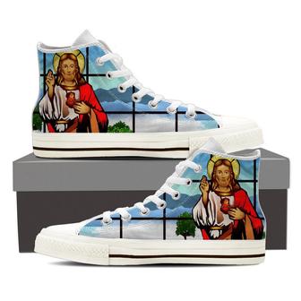 Jesus Stained Glass High Top Shoes Sneakers - Monsterry