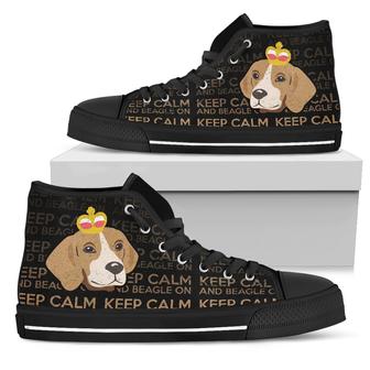 Keep Calm And Beagle On High Top Shoes - Monsterry