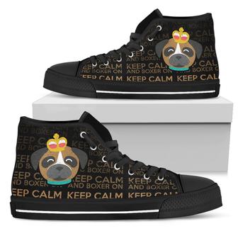 Keep Calm And Boxer On High Top Shoes - Monsterry