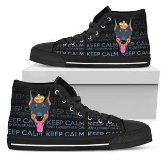 Keep Calm And Doberman On High Top Shoes - Monsterry AU