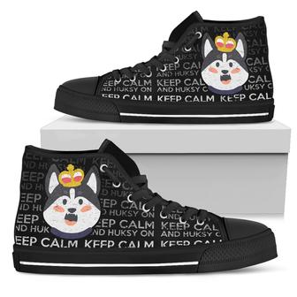 Keep Calm And Siberian Husky On High Top Shoes - Monsterry CA