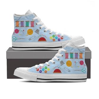 Knitting Lovers High Top Shoes Sneakers - Monsterry UK