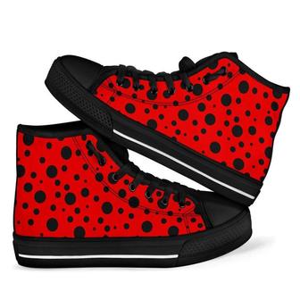 Ladybug Pattern Print Men Women's High Top Shoes - Monsterry UK
