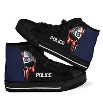 Law Enforcement Pollice Skull High Top Shoes - Monsterry