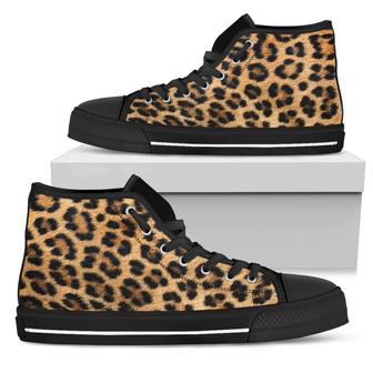 Leopard Fur Print Womens High Top Shoes - Monsterry