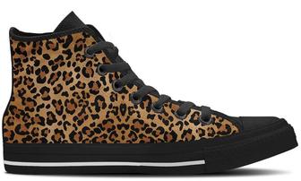 Leopard Print High Top Shoes Sneakers - Monsterry