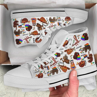 LGBT Sloth High Top Shoes - Monsterry