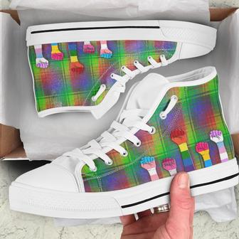 LGBT Women High Top Shoes With Pride Hands - Monsterry
