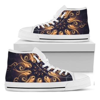 Light Fractal Print White High Top Shoes - Monsterry AU
