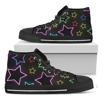 Lights Star Pattern Print Black High Top Shoes - Monsterry