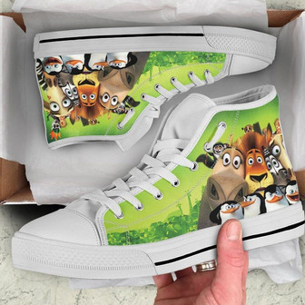 Madagascar High Top Madagascar Custom Shoes Look Like Sport Gift Custom Music High Top Shoes - Monsterry