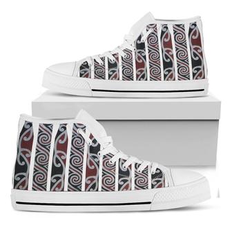 Maori Fence Print White High Top Shoes - Monsterry UK