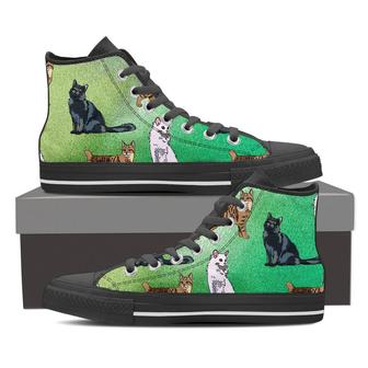 Men'S Cat Lovers High Top Shoes Sneakers - Monsterry