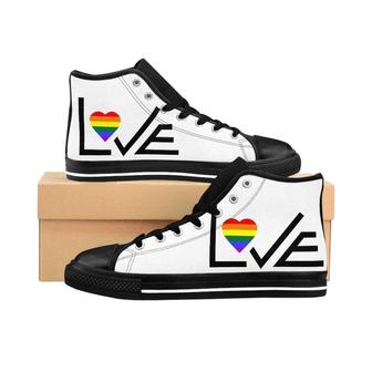 Men’S Lgbtq Pride Sneakers, High Top Pride Sneakers, Love Is Love Shoes, Gift For Pride Month High - Monsterry AU