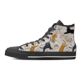 Meow Cat Print Men's High Top Shoes - Monsterry