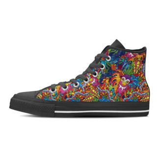 Monkey Trippy Psychedelic Women's High Top Shoes - Monsterry