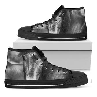 Monochrome Horse Print Black High Top Shoes - Monsterry CA