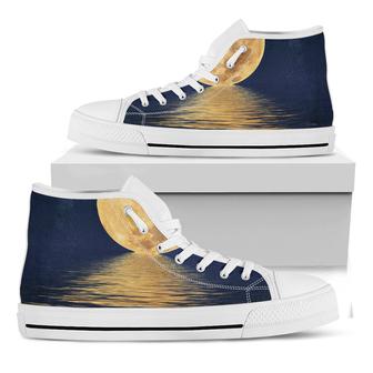 Moonlight On The Sea Print White High Top Shoes - Monsterry AU
