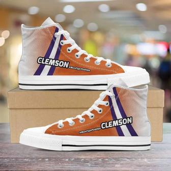 #Moretigerpushups Clemson Fan Canvas High Top Shoes | Favorety AU