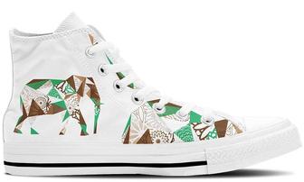 Mosaic Elephant White High Top Canvas Shoes - Monsterry