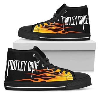 Motley Crue High Top Shoes Flame Sneakers Music Fan High Top Shoes | Favorety AU