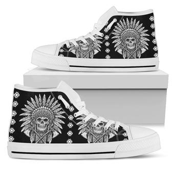 Native American Indian Skull Men High Top Shoes - Monsterry CA