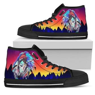 Native Tribal Horse High Top Shoes - Monsterry AU