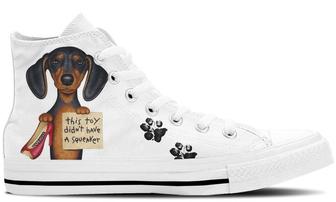 Naughty Dachshund High Top Canvas Shoes - Monsterry CA