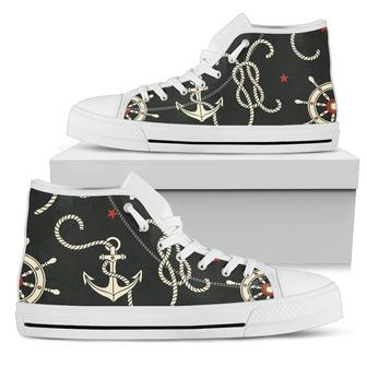 Nautical Anchor Pattern Women High Top Shoes - Monsterry AU